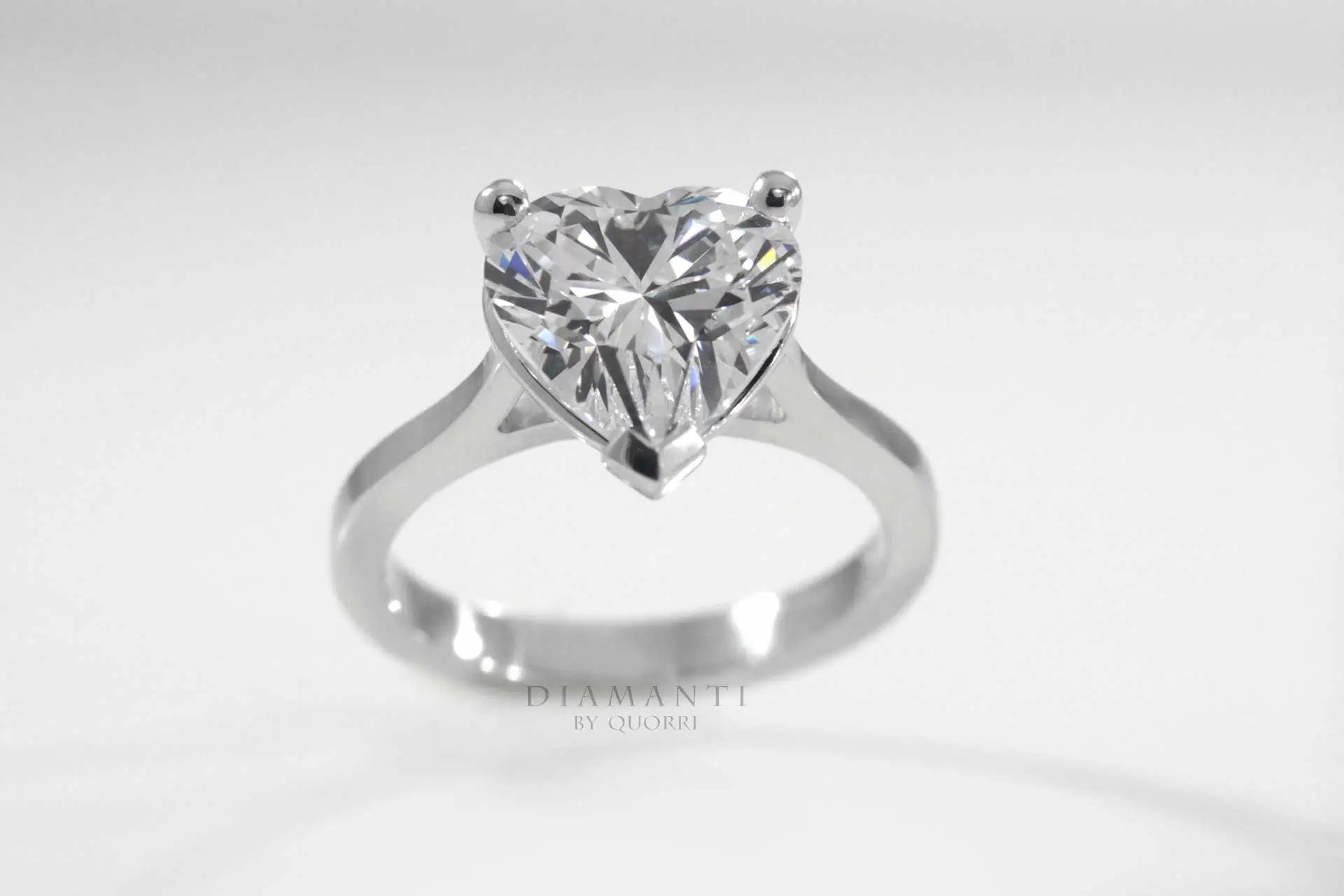 affordable heart cut Platinum lab created diamond solitaire engagement ring