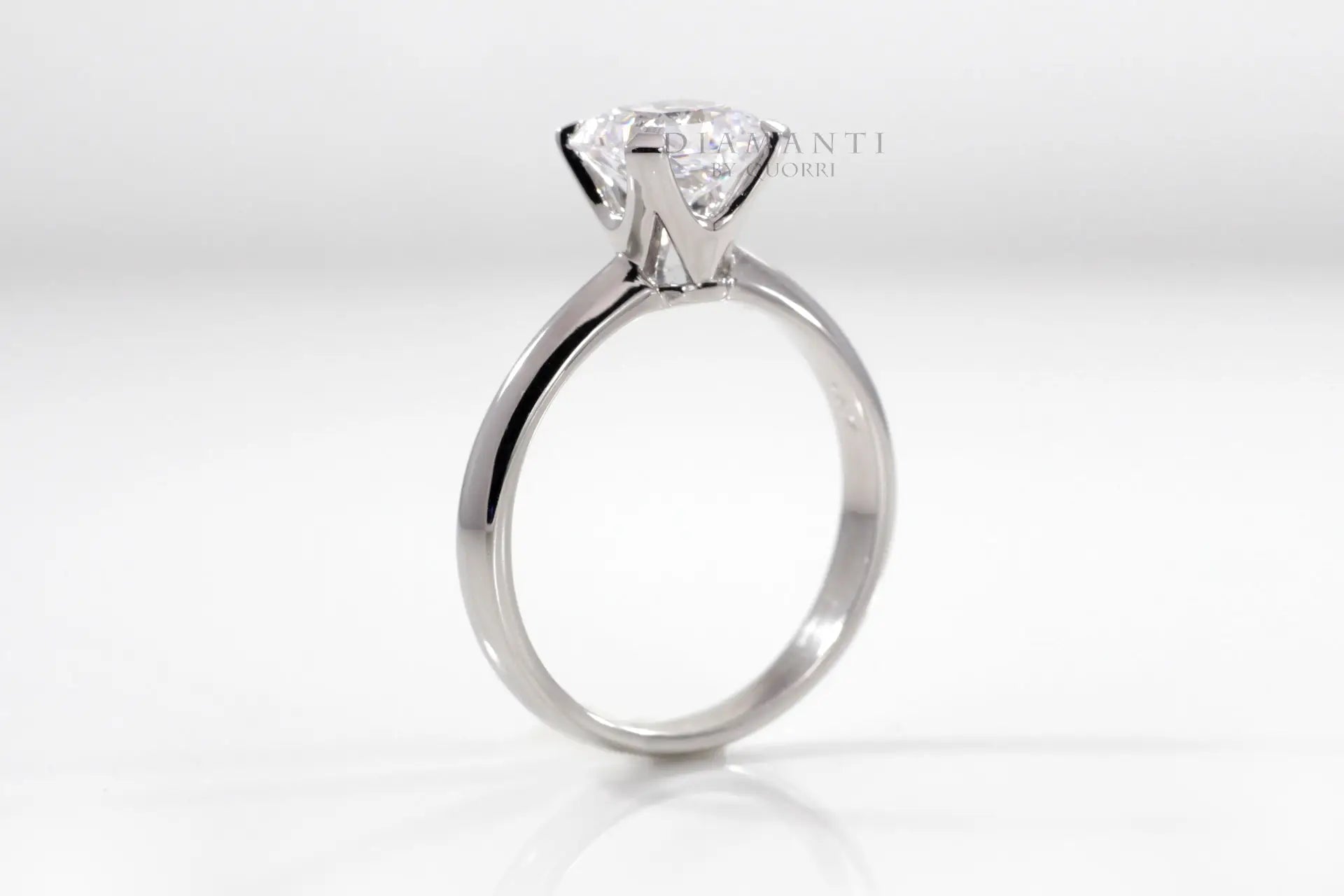 v shaped 4 prong princess cut diamond solitaire engagement ring