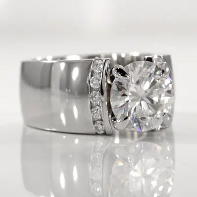 unisex round lab diamond accented white gold ring Canada and USA