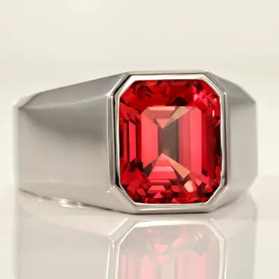 white gold mens bezel blood red ruby ring Quorri Canada