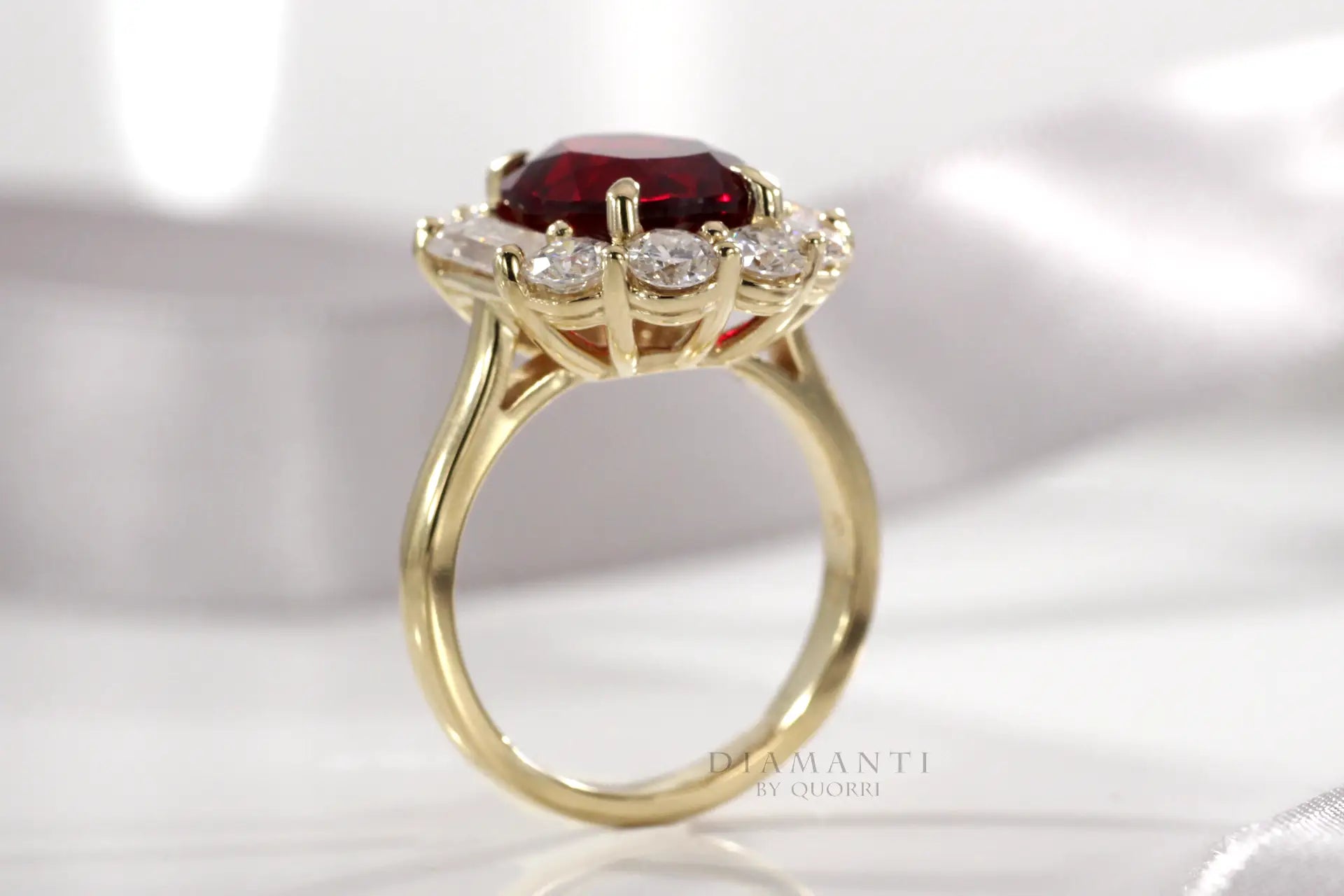 18k yellow gold designer vintage oval red ruby engagement ring Quorri