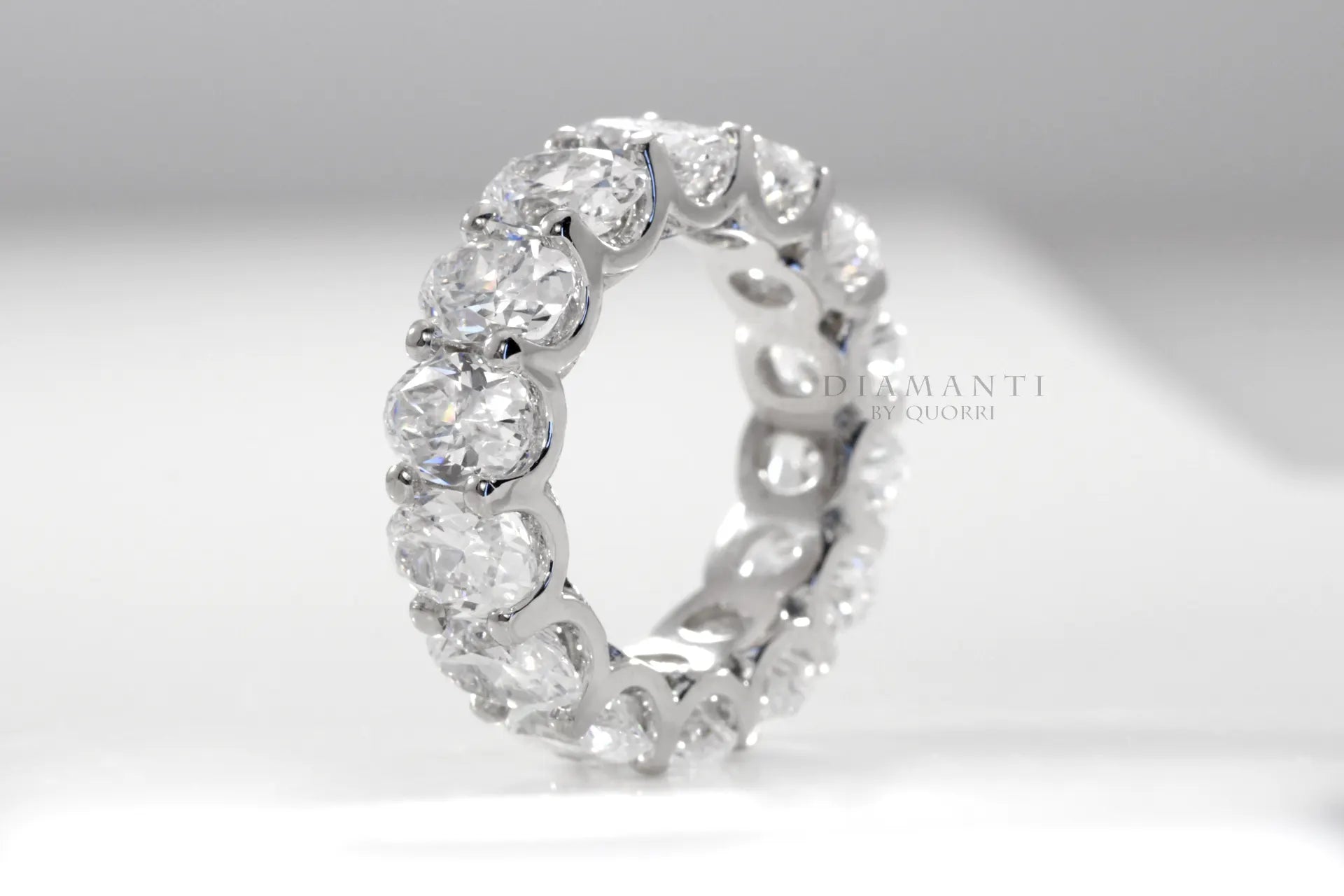 Daniel k inspired u-eternity 18k white gold 3 carat oval lab diamond eternity ring Quorri Canada