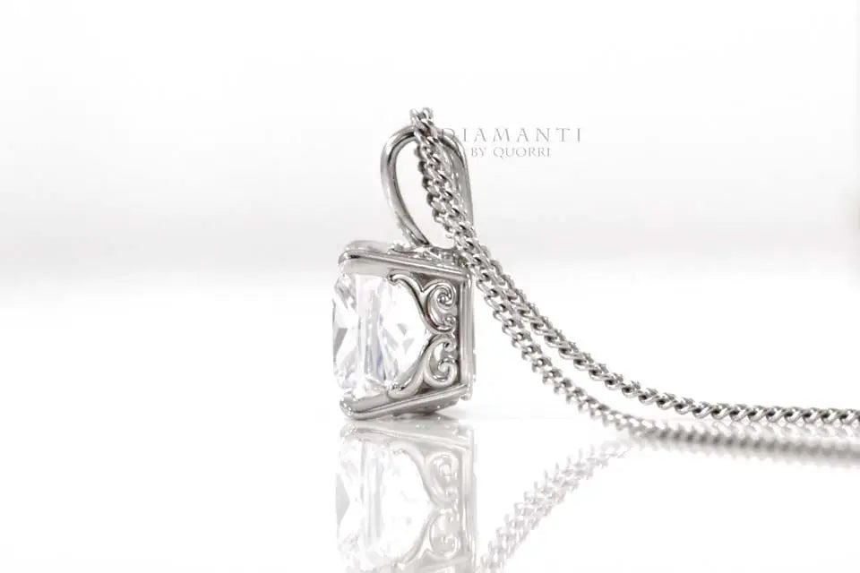 designer 2 carat cushion cut lab diamond solitaire pendant Quorri