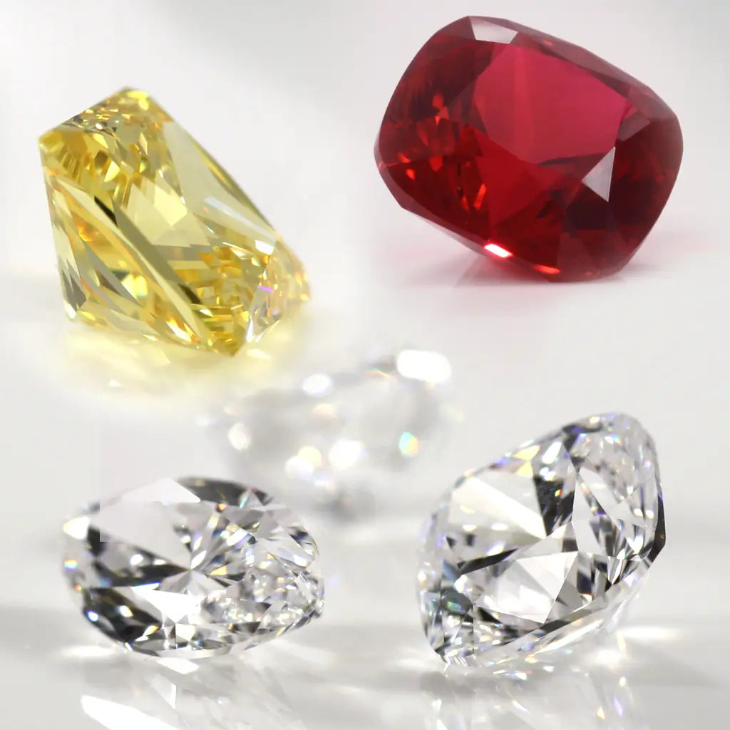 lab grown diamonds and cultured synthetic ruby sapphires and emeralds