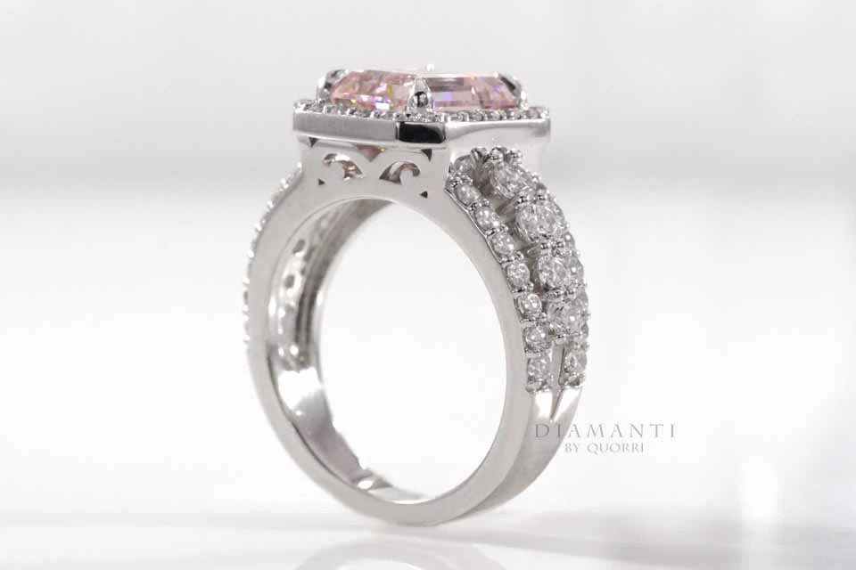 JadaGrace Emerald Cut Pink Sapphire Engagement Ring