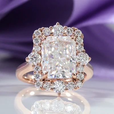 antique vintage rose gold halo diamond engagement ring Quorri Canada