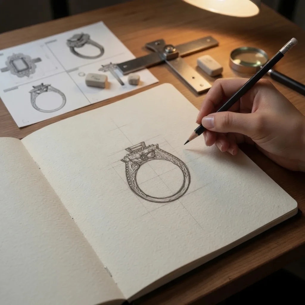 Customer sharing custom engagement ring ideas during online design consultation — Quorri Canada