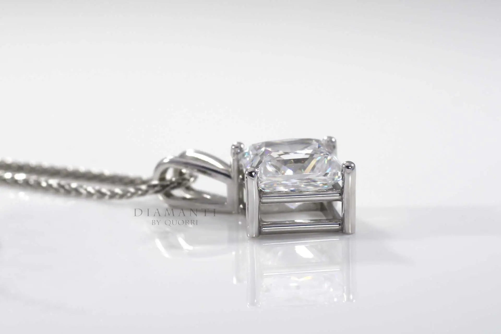platimum 2 carat princess cut lab grown diamond solitaire pendant Quorri