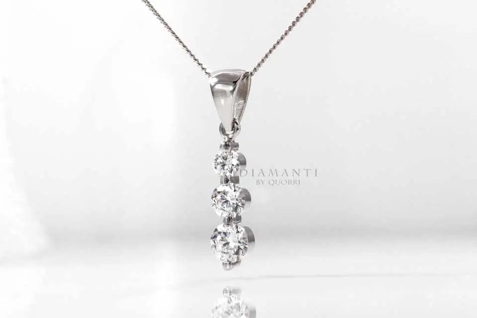 designer graduating round trilogy solitaire lab grown diamond pendant Quorri