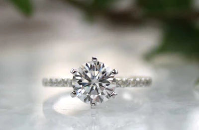 6 prong round accented solitaire for cheap