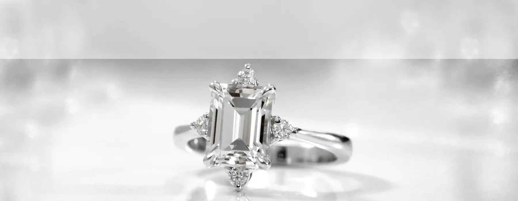 antique gold and platinum emerald cut diamond engagement ring on Sale