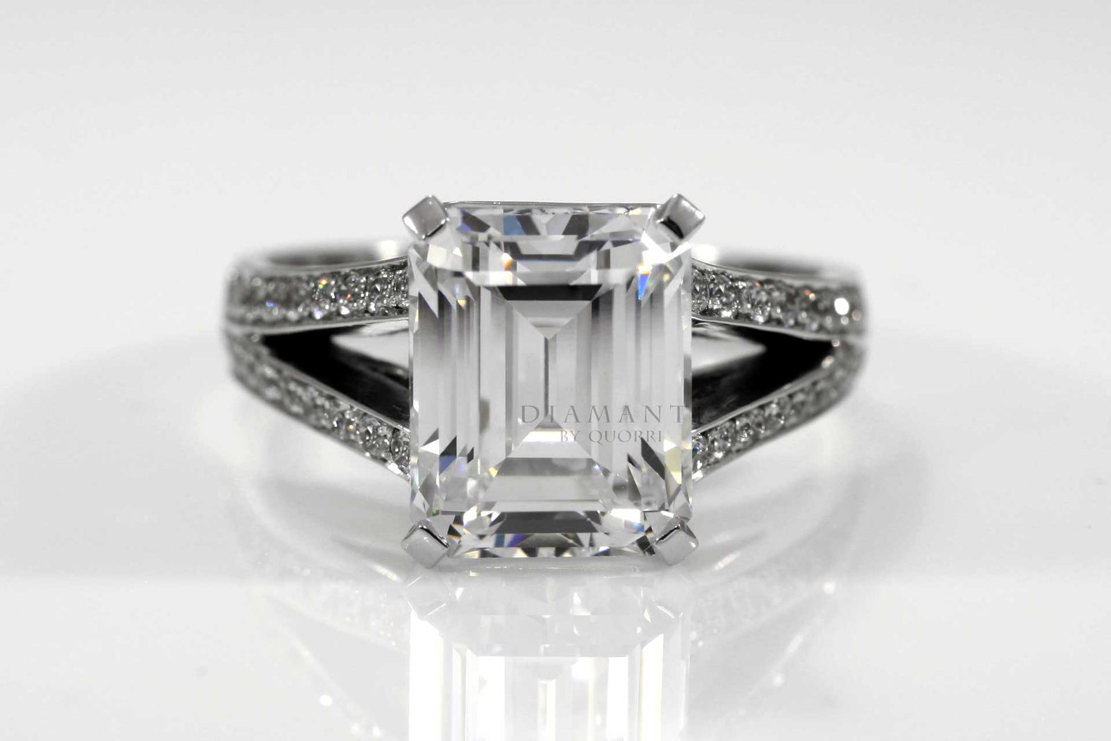 3 carat emerald cut lab grown diamond at Quorri Canada