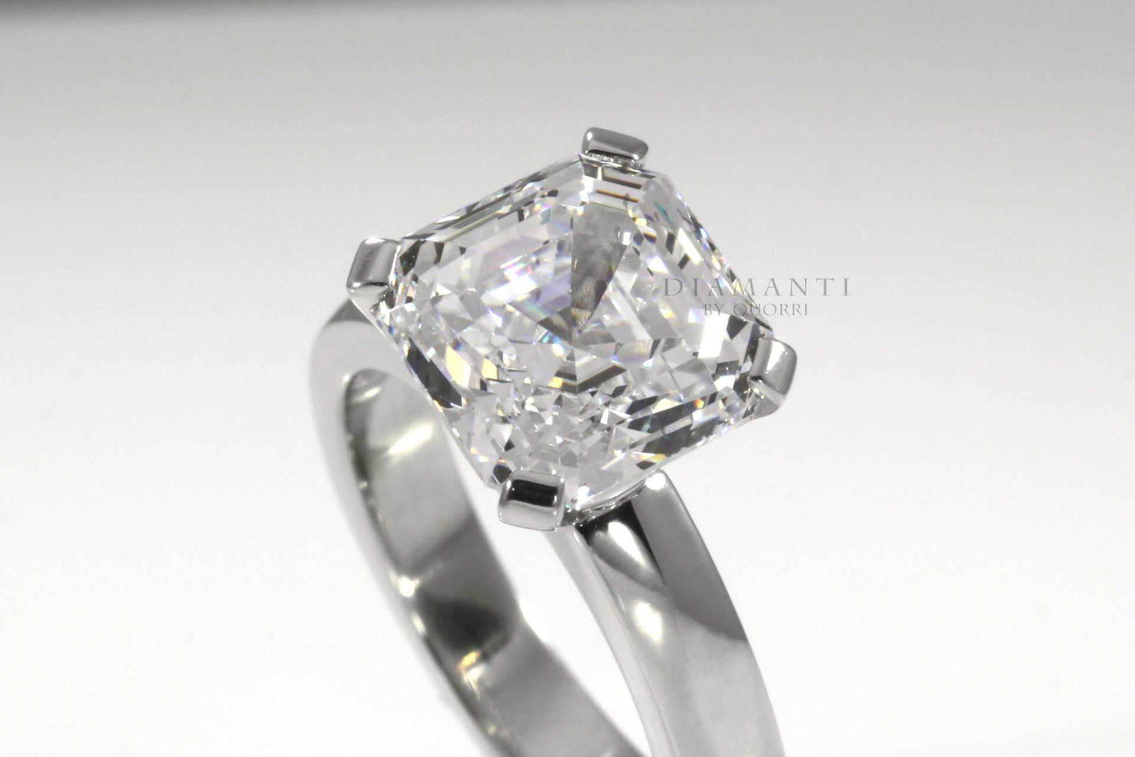 Asscher cut lab grown diamond solitaire at Quorri