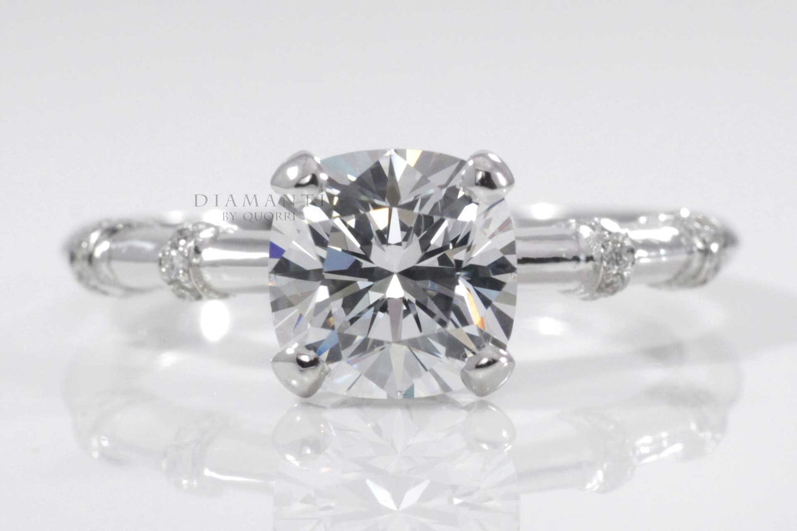 cushion cut lab grown diamond ring at Quorri
