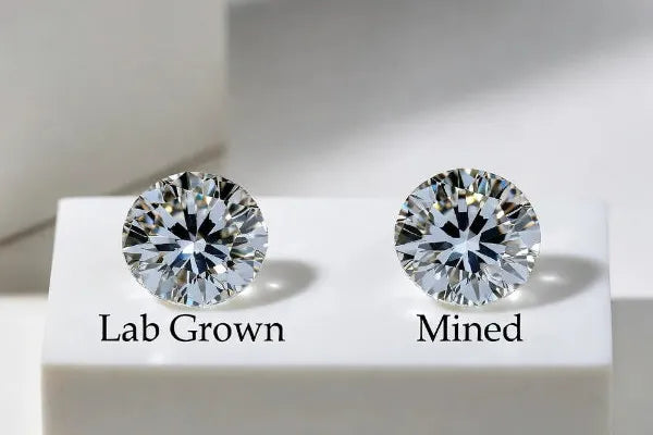 Lab grown diamond vs mined diamond side by side comparison — Quorri Pure® Canada