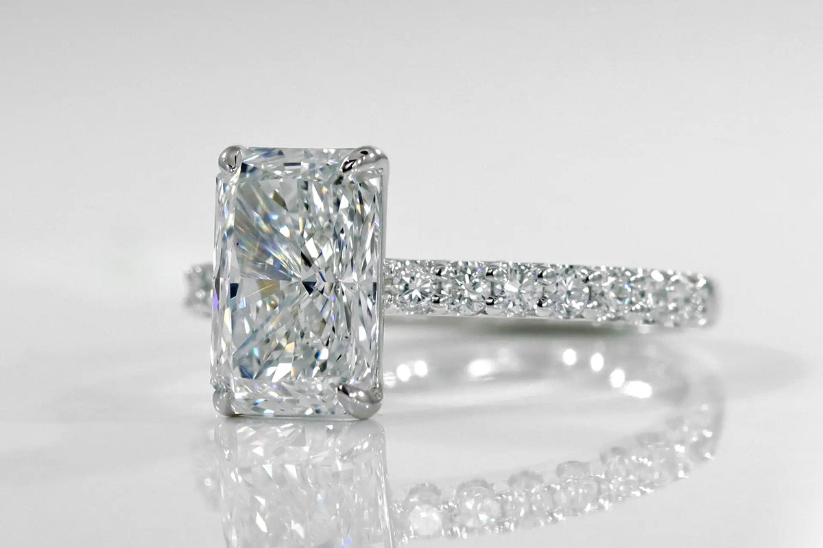 Ava-leigh 2 carat lab grown IGI certified diamond engagement ring with diamond accents in white gold - Quorri