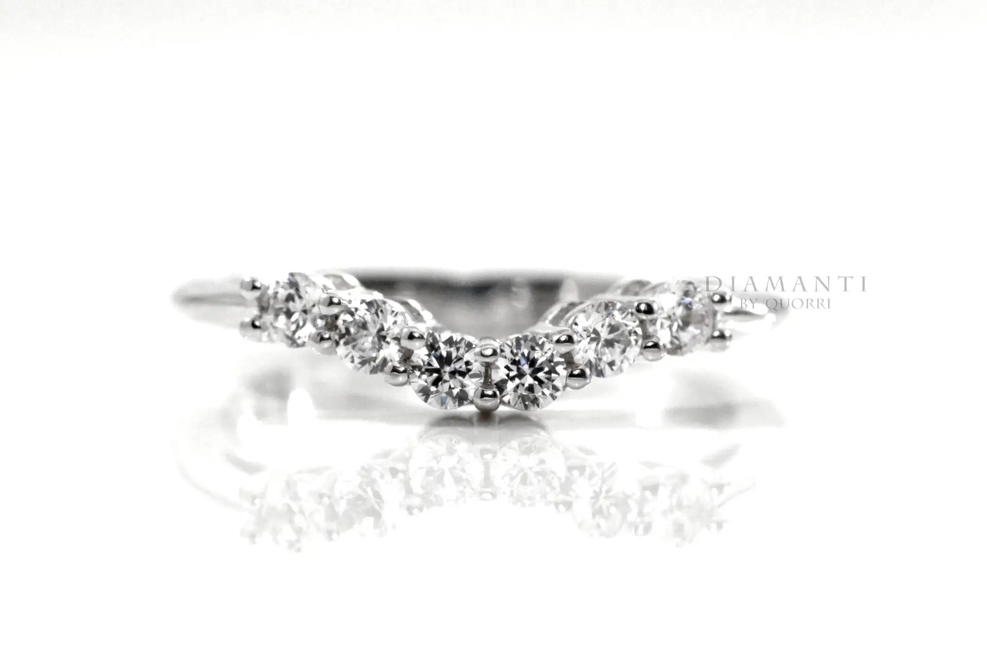 curved 18k white gold diamond wedding band Quorri Canada