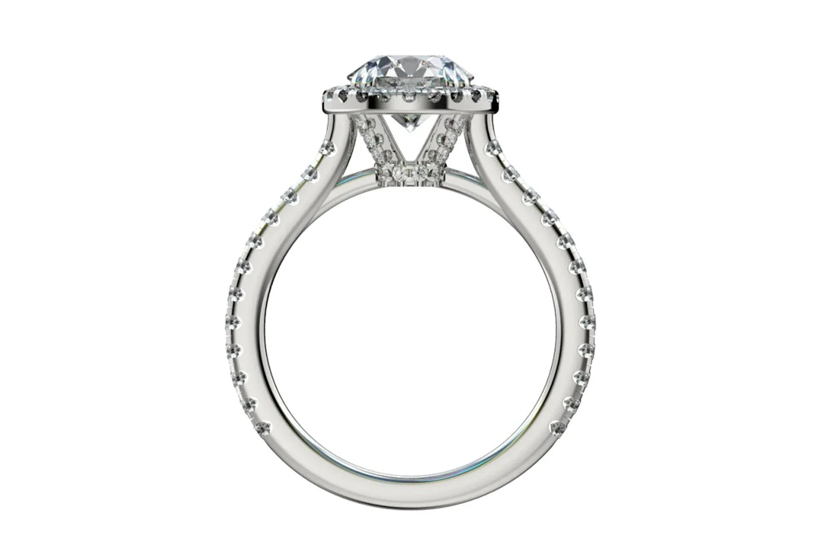 2 carat round designer halo lab diamond gold engagement ring Quorri