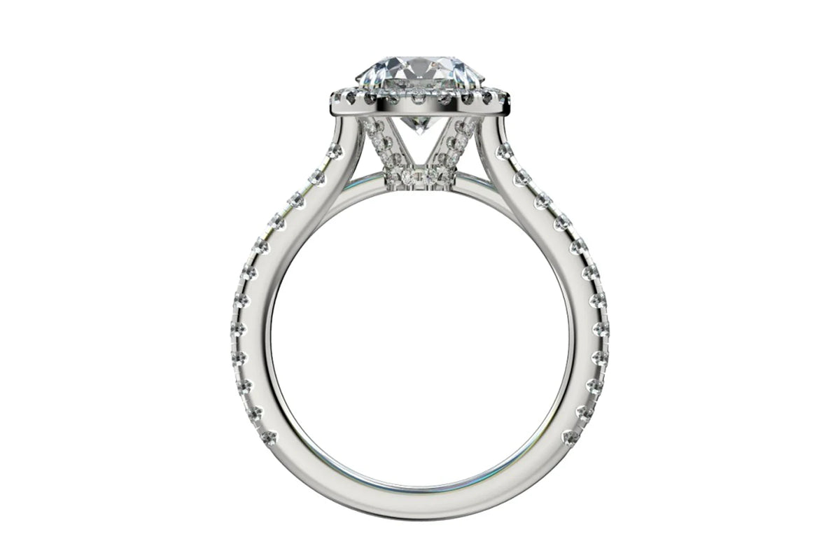 2 carat round lab grown diamond halo ring Quorri Canada