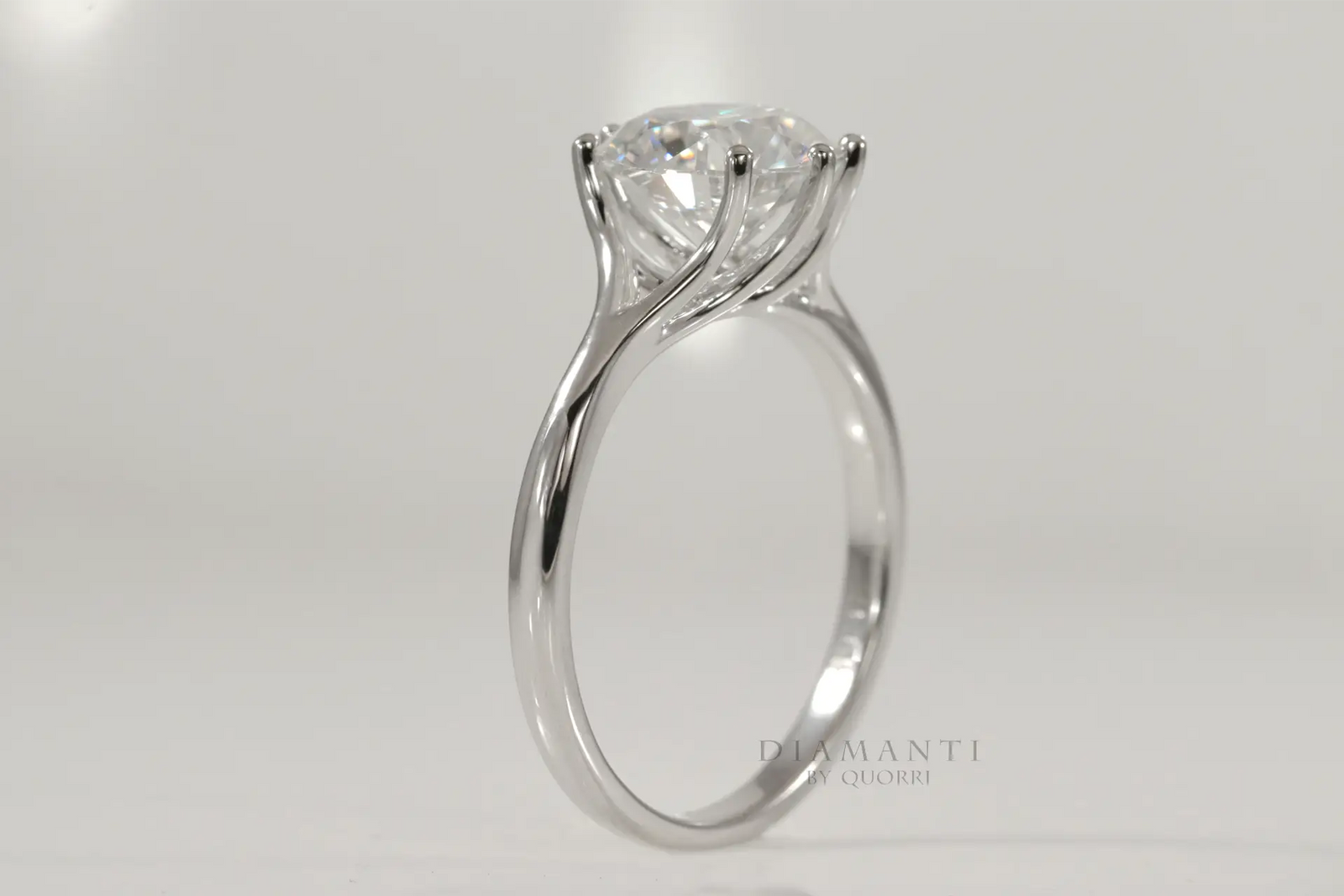 gold and platinum six prong round lab grown diamond solitaire engagement ring Candada