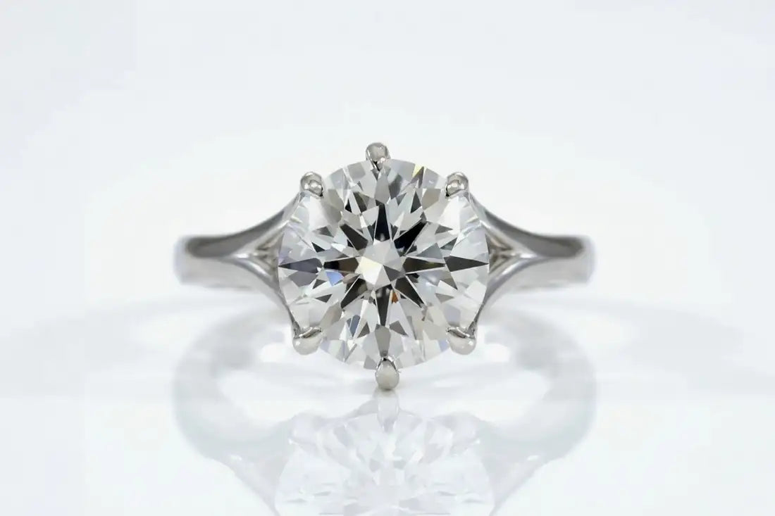 nature inspired round lab diamond solitaire engagement ring 