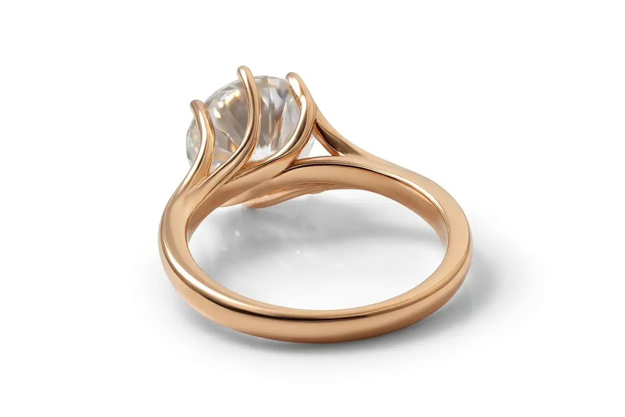 14k rose gold six prong round lab grown diamond solitaire engagement ring
