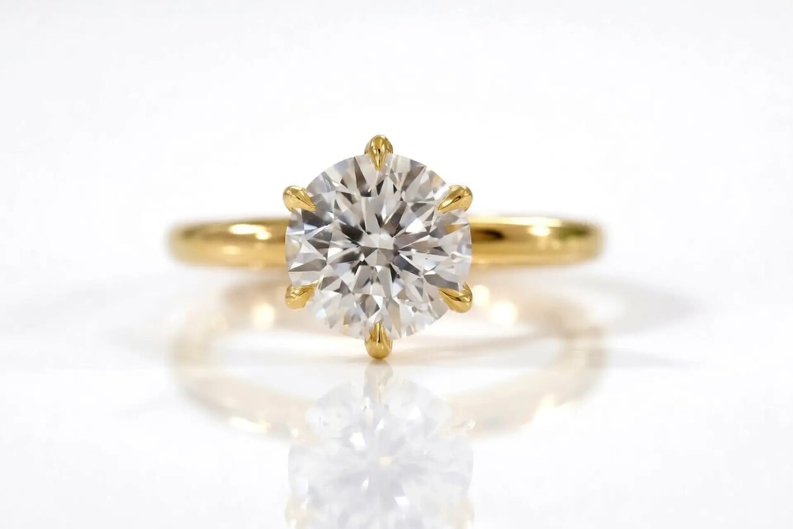 2-carat round lab diamond 14k yellow gold 6 prong engagement ring quorri