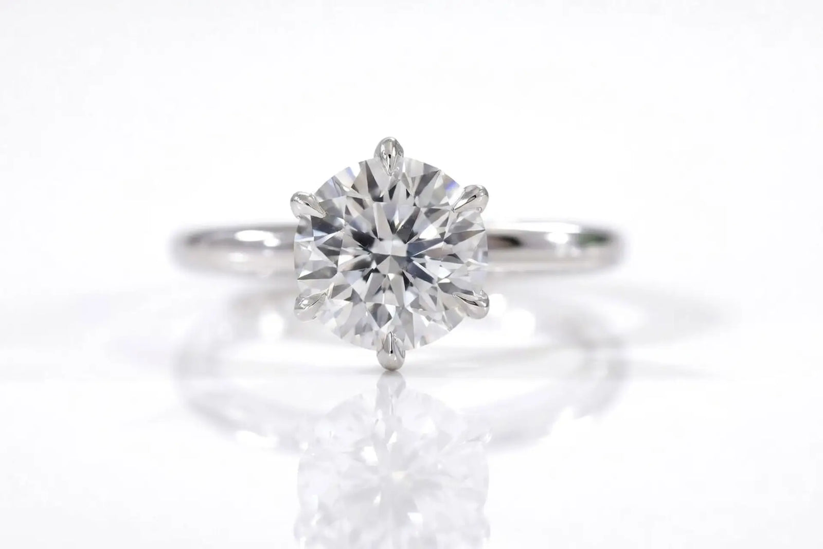 2-carat round lab diamond 14k white gold 6 prong solitaire quorri