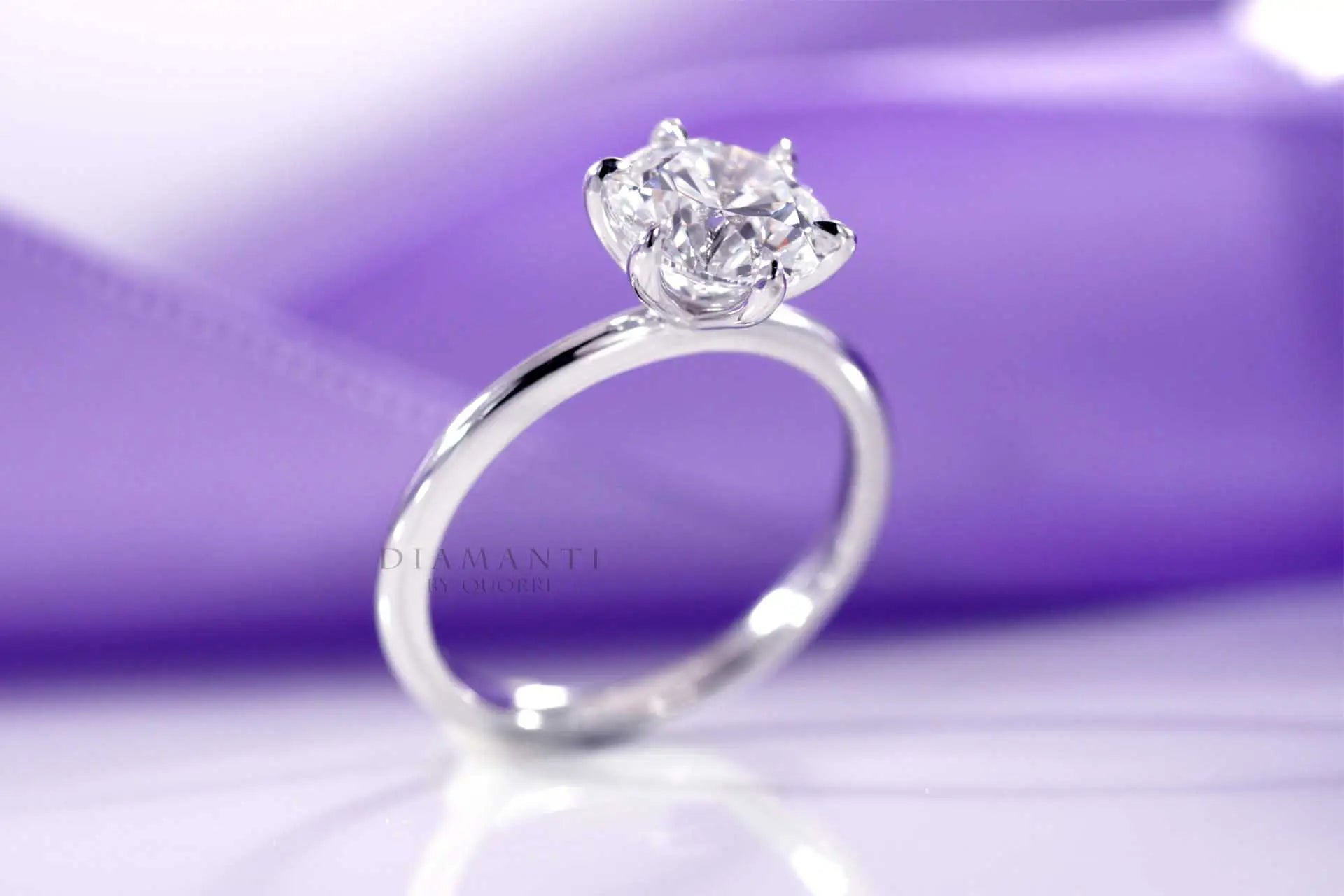 Shop 6 prong Solitaire Round Lab Diamond Engagement Rings