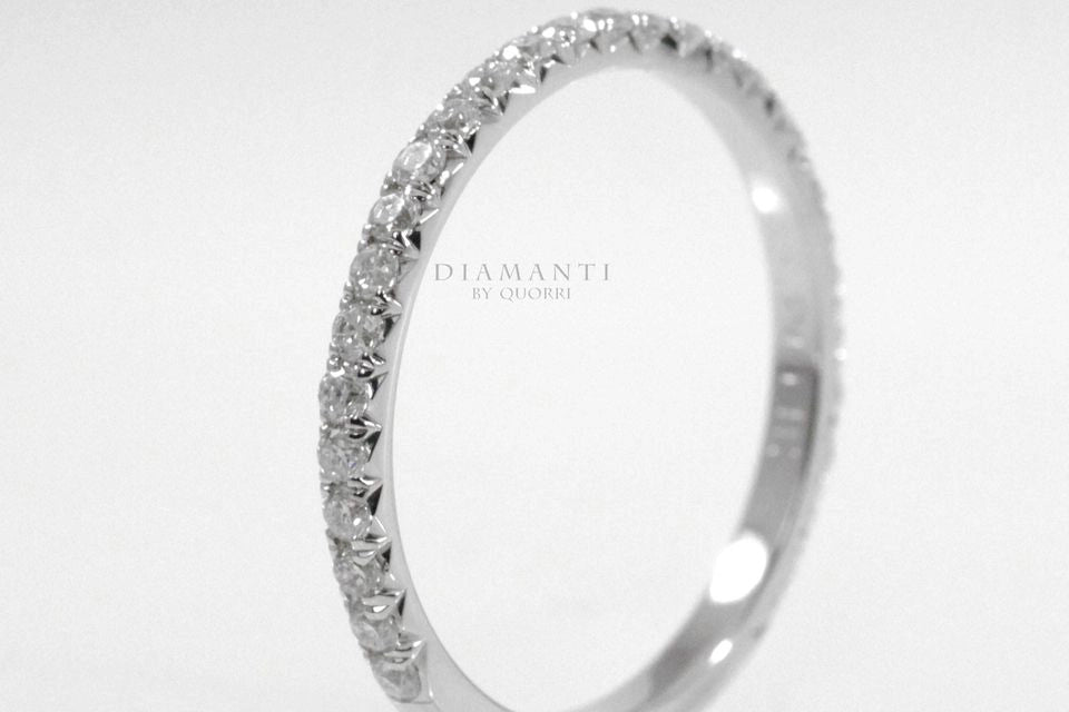 affordable designer 14k white gold lab diamond wedding bands at Quorri
