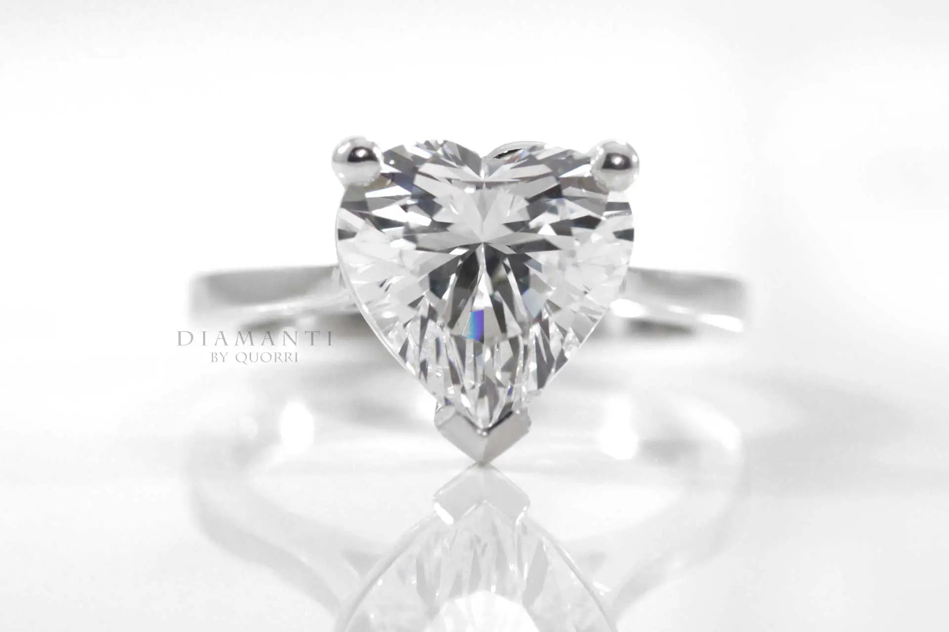 affordable heart cut Platinum lab created diamond solitaire engagement ring