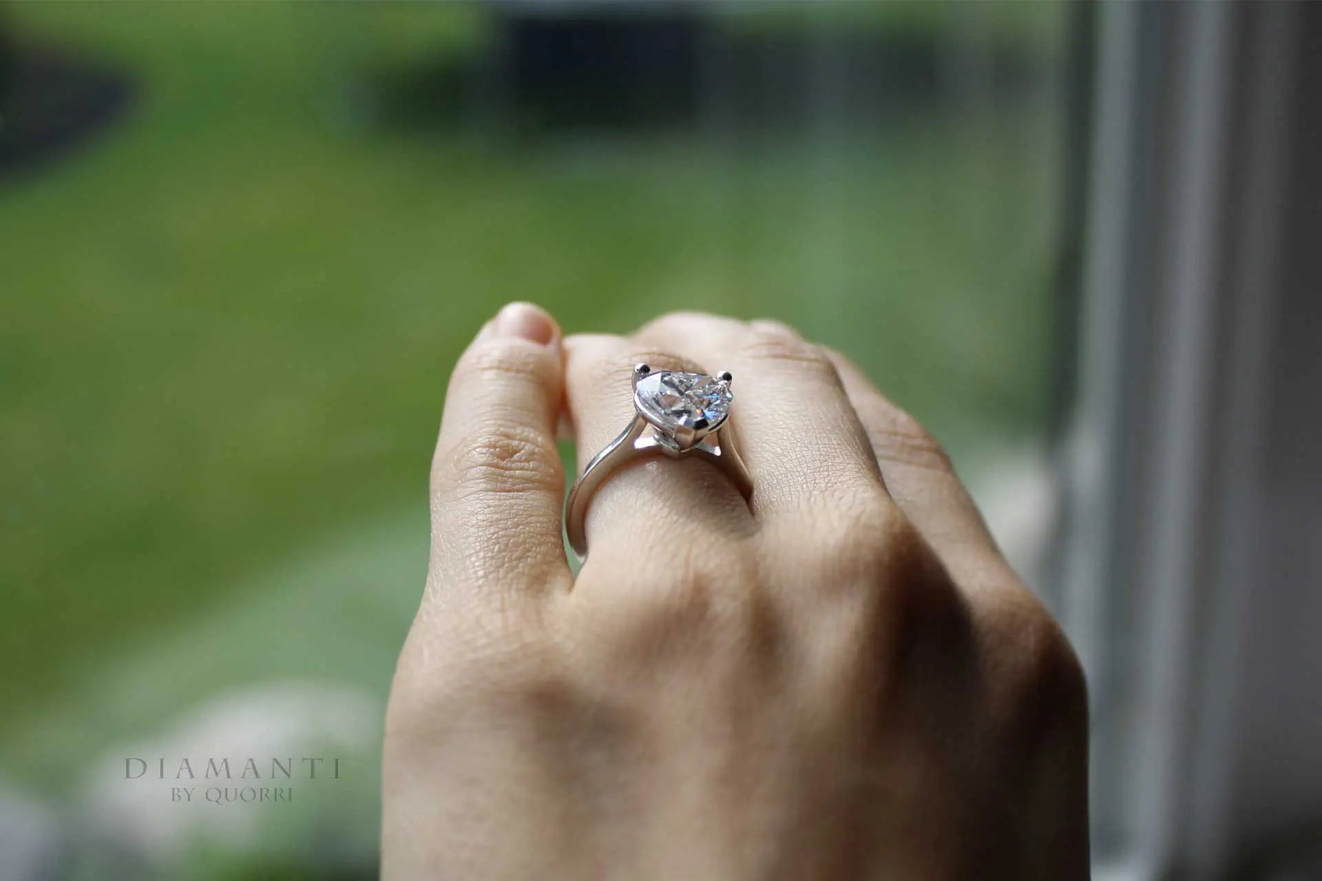 cheap affordable heart cut Platinum lab diamond solitaire engagement ring