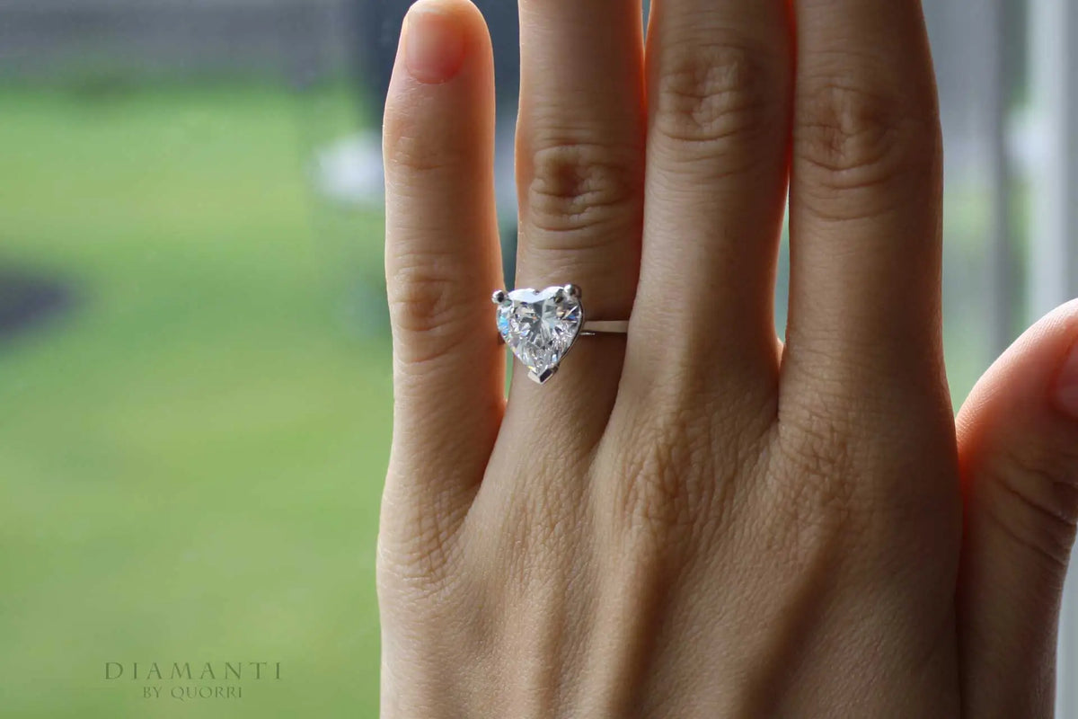 affordable heart cut white gold Platinum diamond solitaire engagement ring