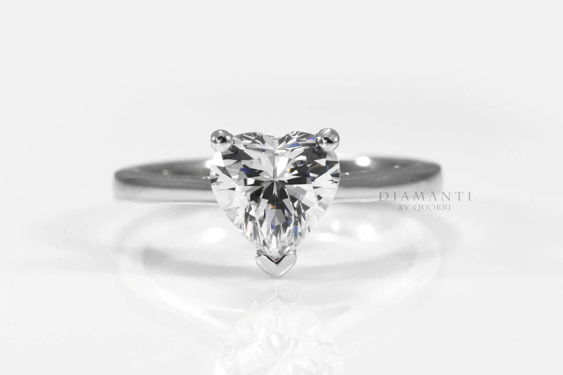 heart cut lab diamond solitaire engagement ring