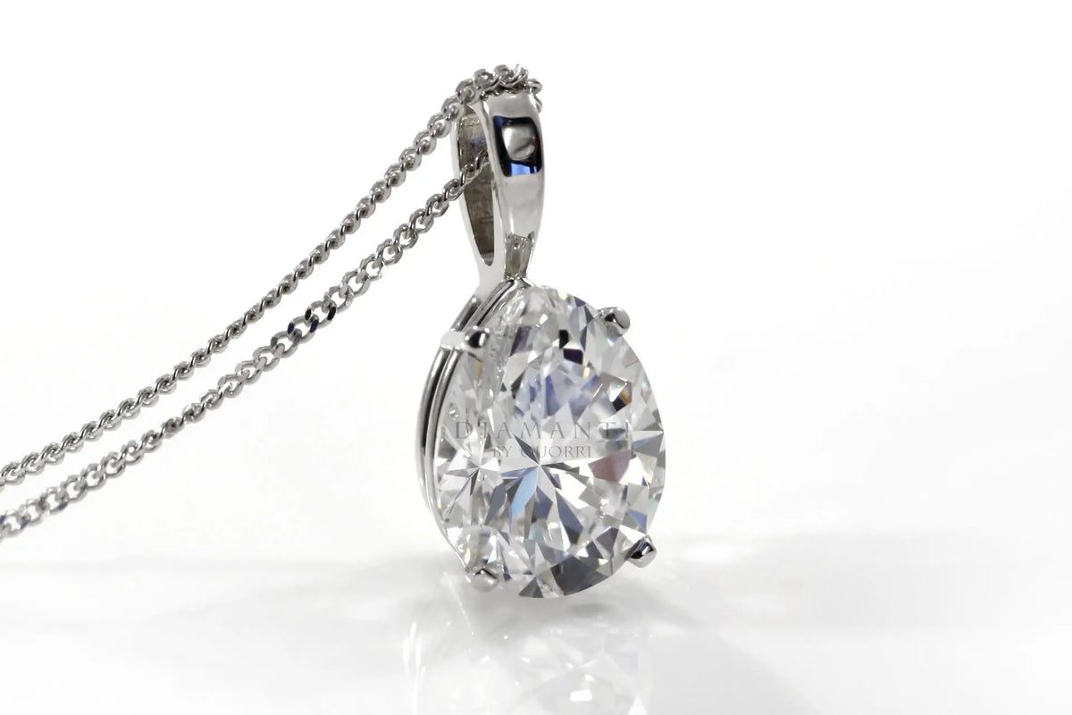 2 carat pear lab grown diamond solitaire pendant Quorri