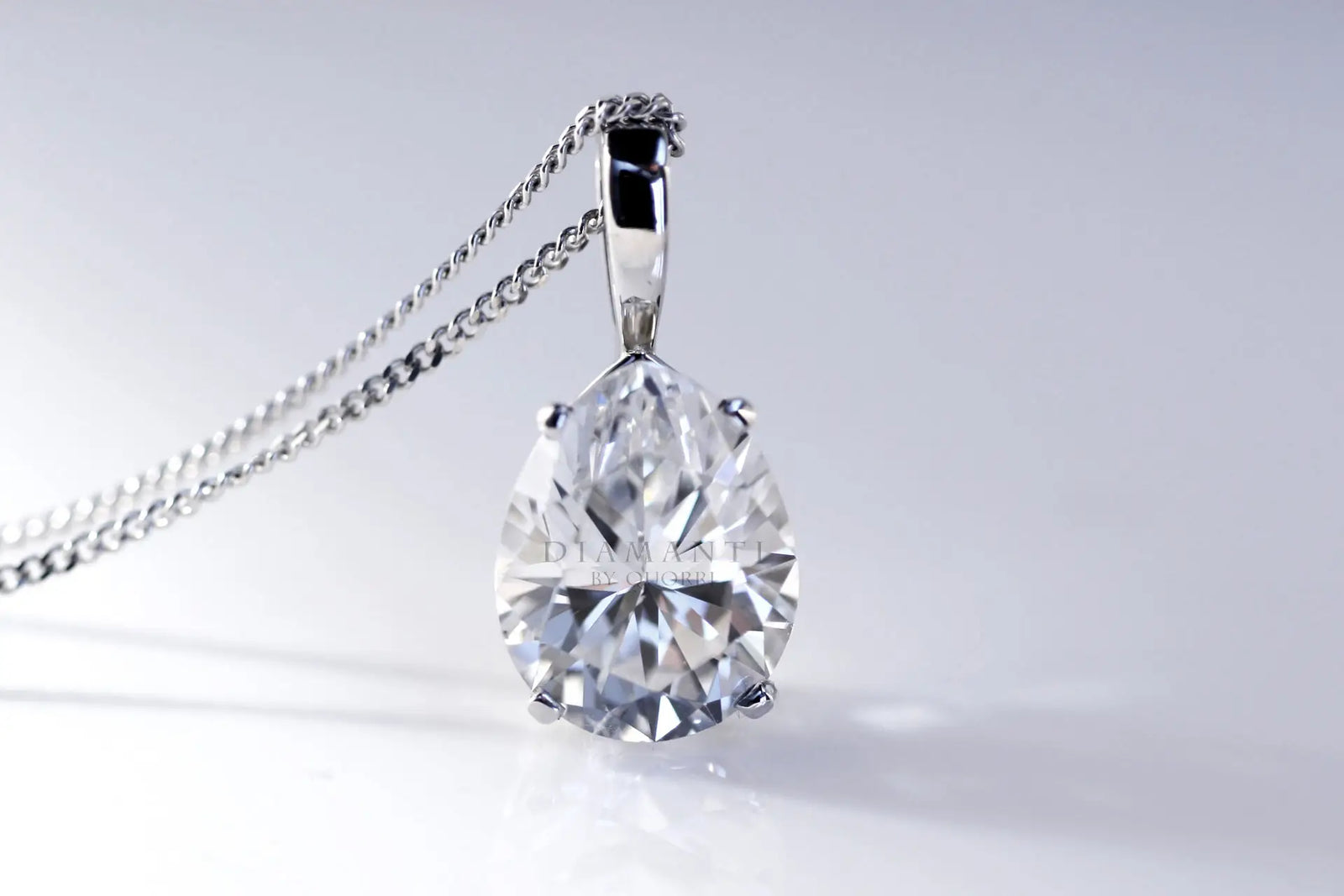 2 carat pear lab grown diamond solitaire pendant Quorri