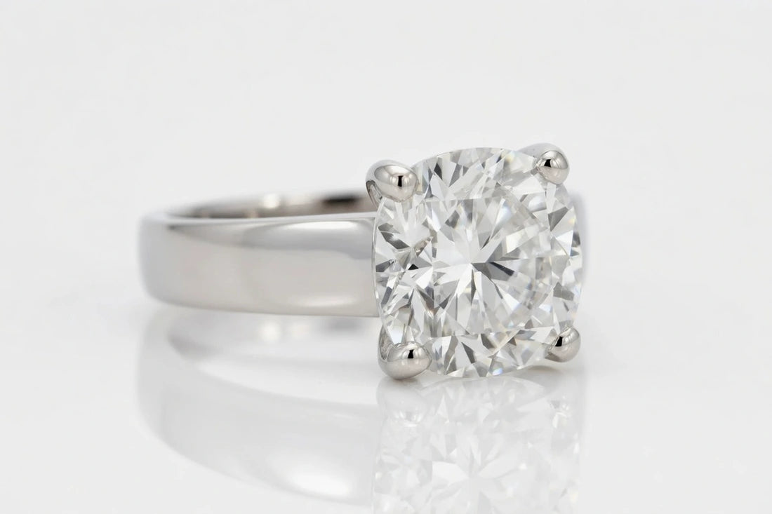 affordable white gold 3-carat cushion lab diamond engagement ring Quorri
