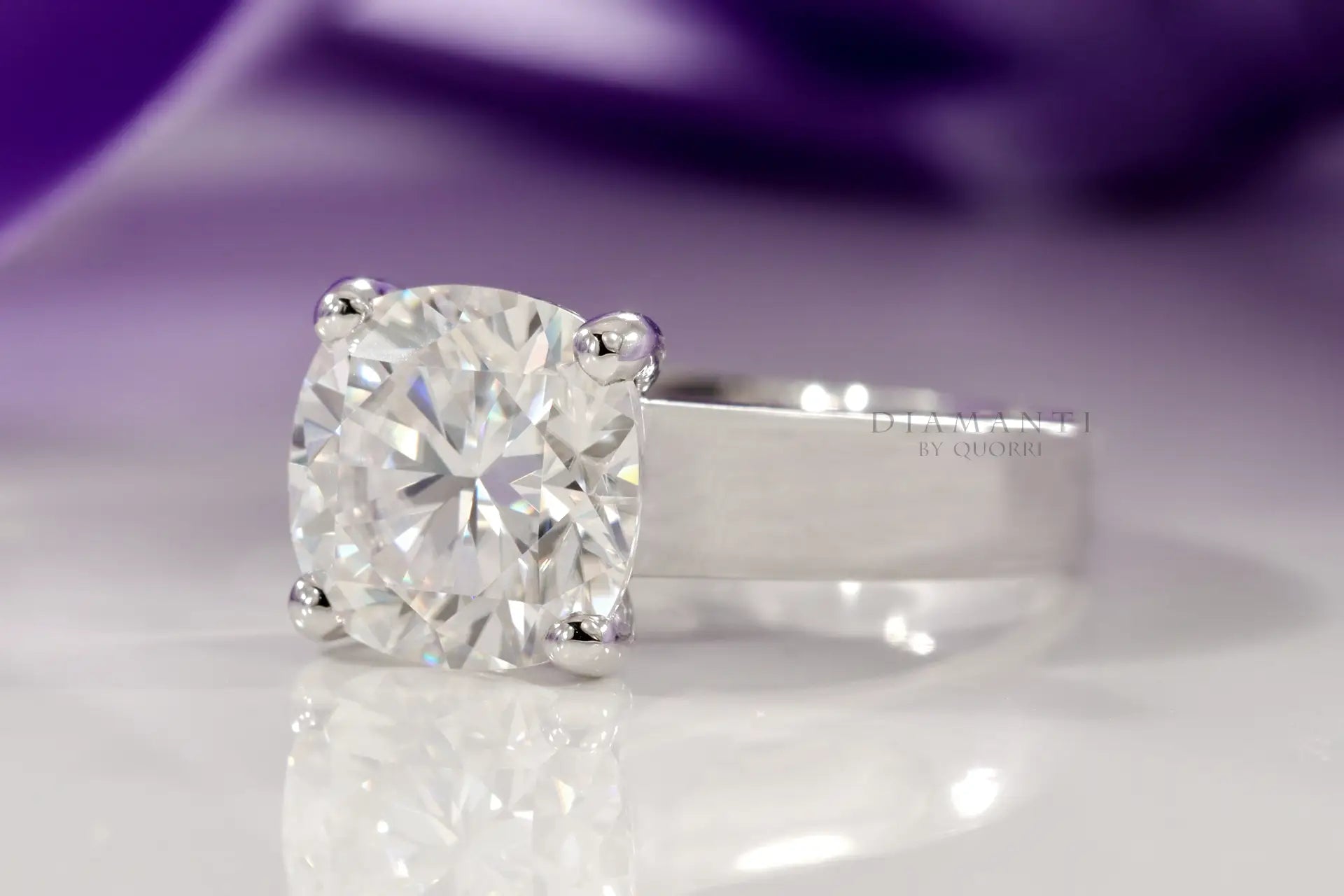 affordable white gold cushion lab diamond engagement ring Quorri