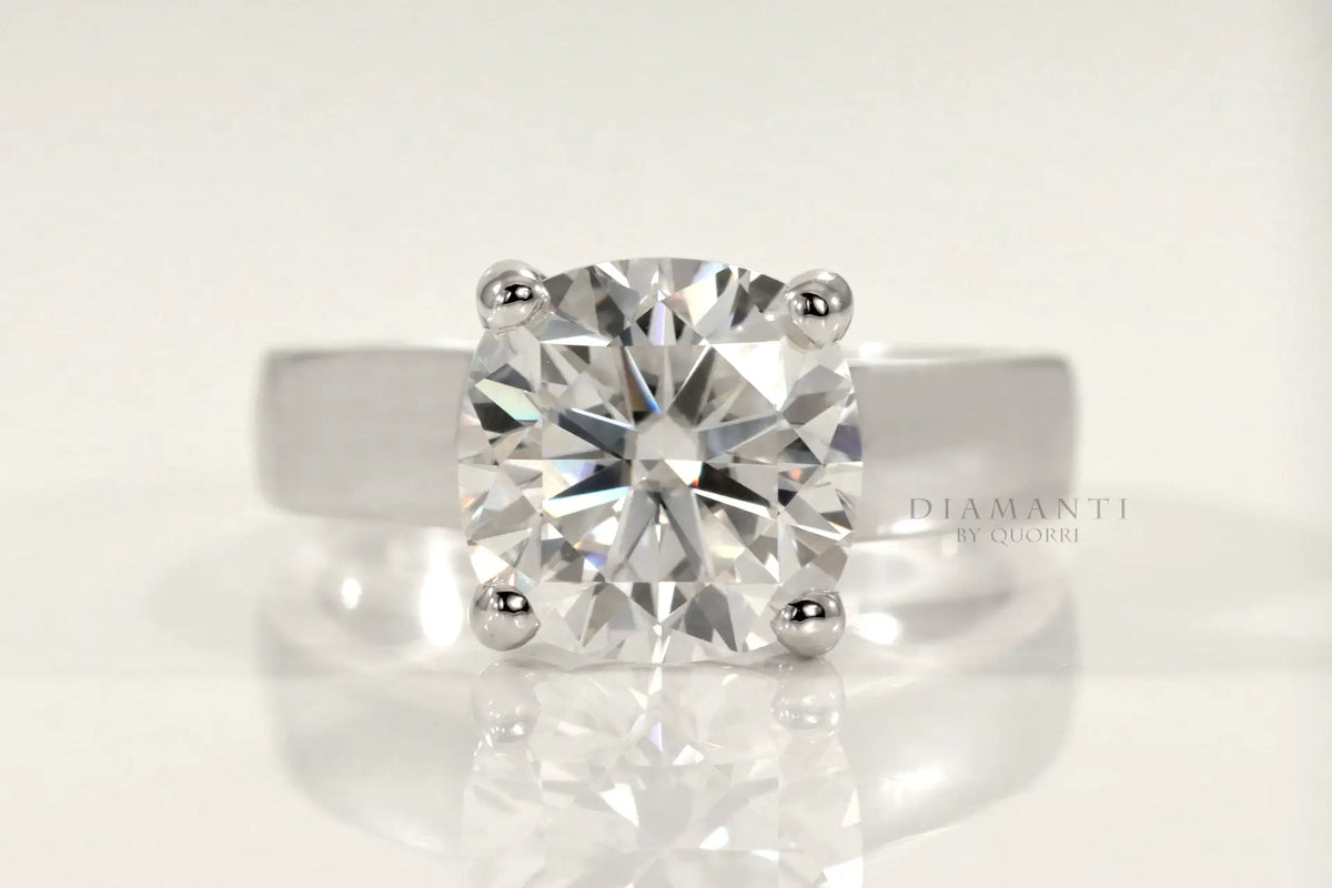 4 carat affordable platinum cushion lab created diamond engagement ring Quorri