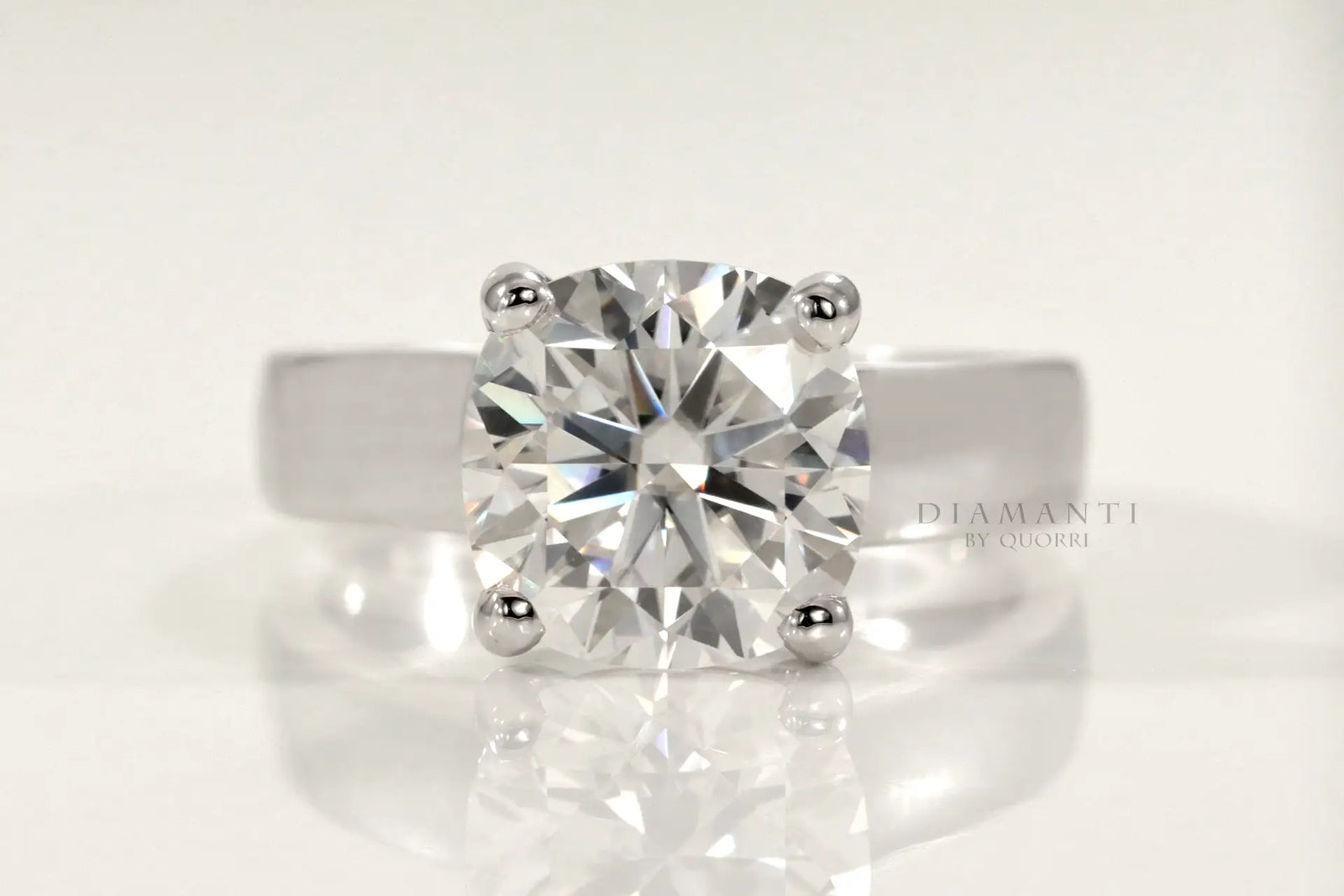 4 carat affordable platinum cushion lab created diamond engagement ring Quorri