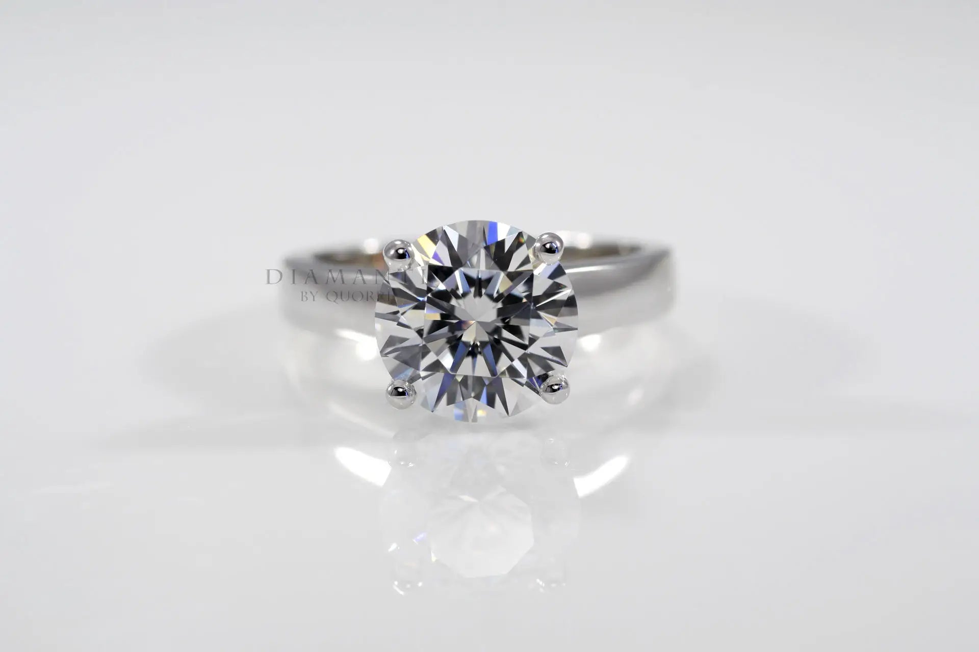 round four prong platinum lab diamond solitaire engagement ring