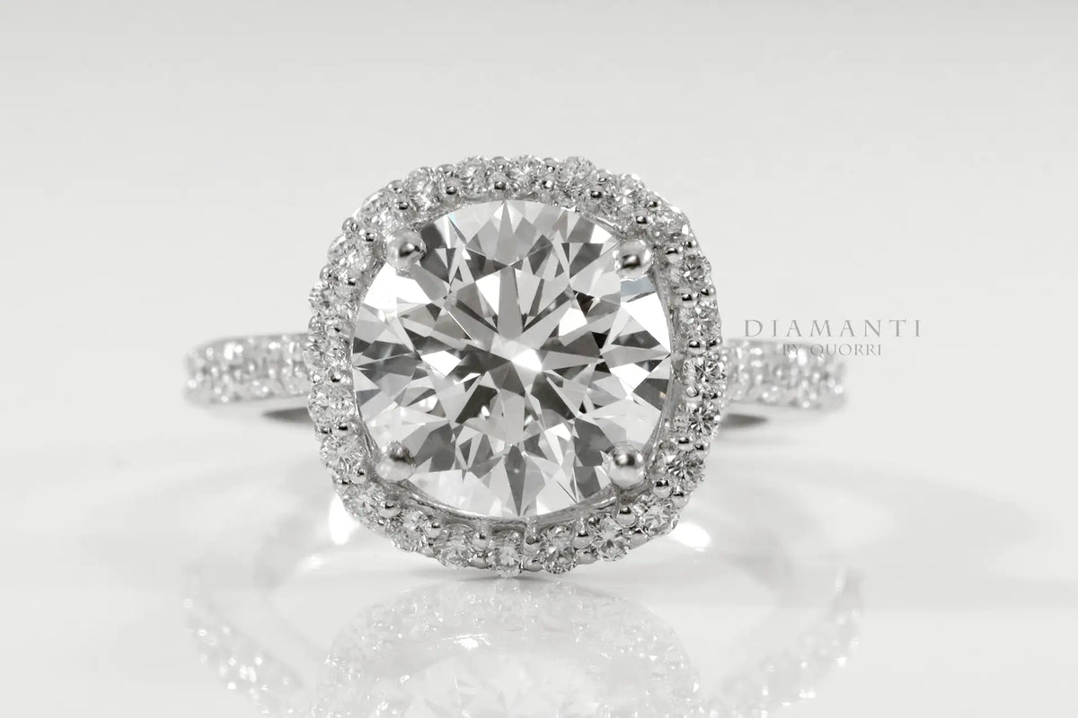 affordable discount accented halo 2 carat lab diamond engagement rings Quorri Canada