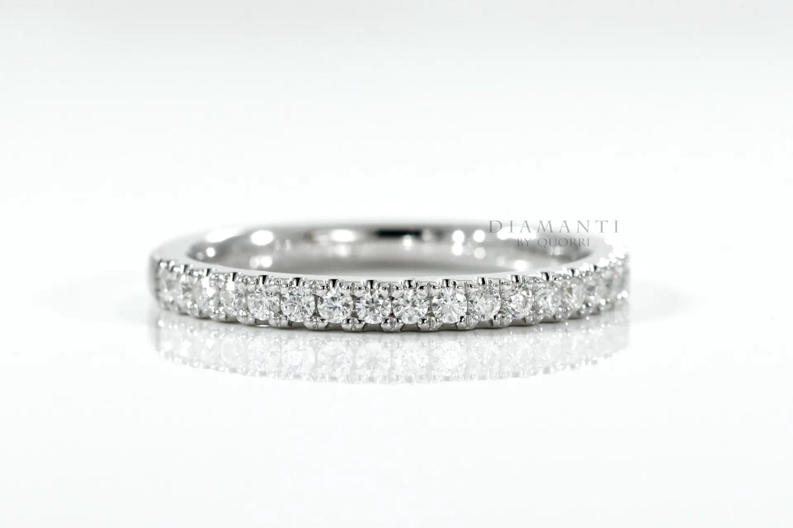 white gold round accented lab grown diamond wedding band Quorri Canada
