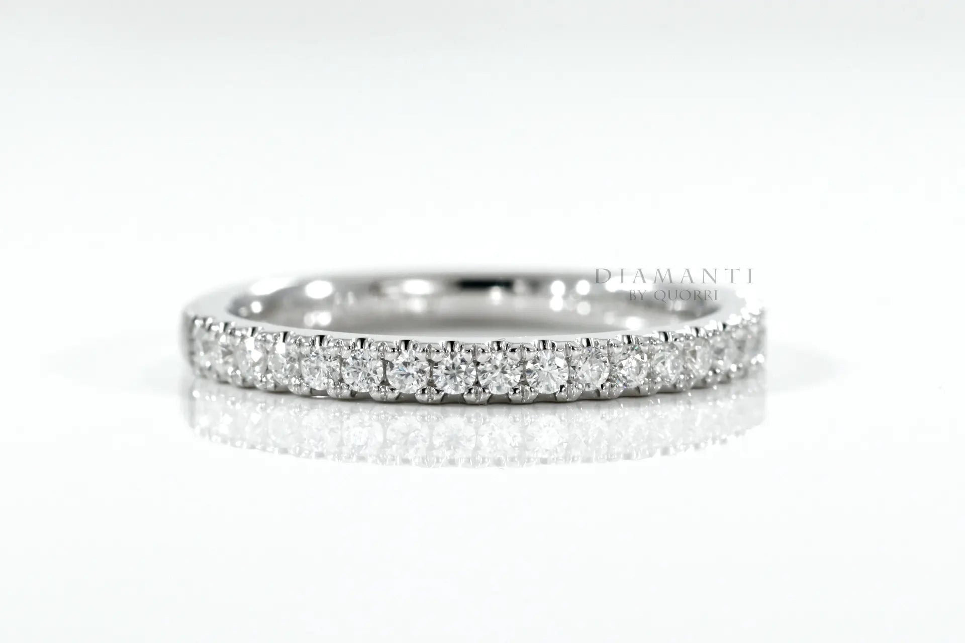 white gold round accented lab grown diamond wedding band Quorri Canada