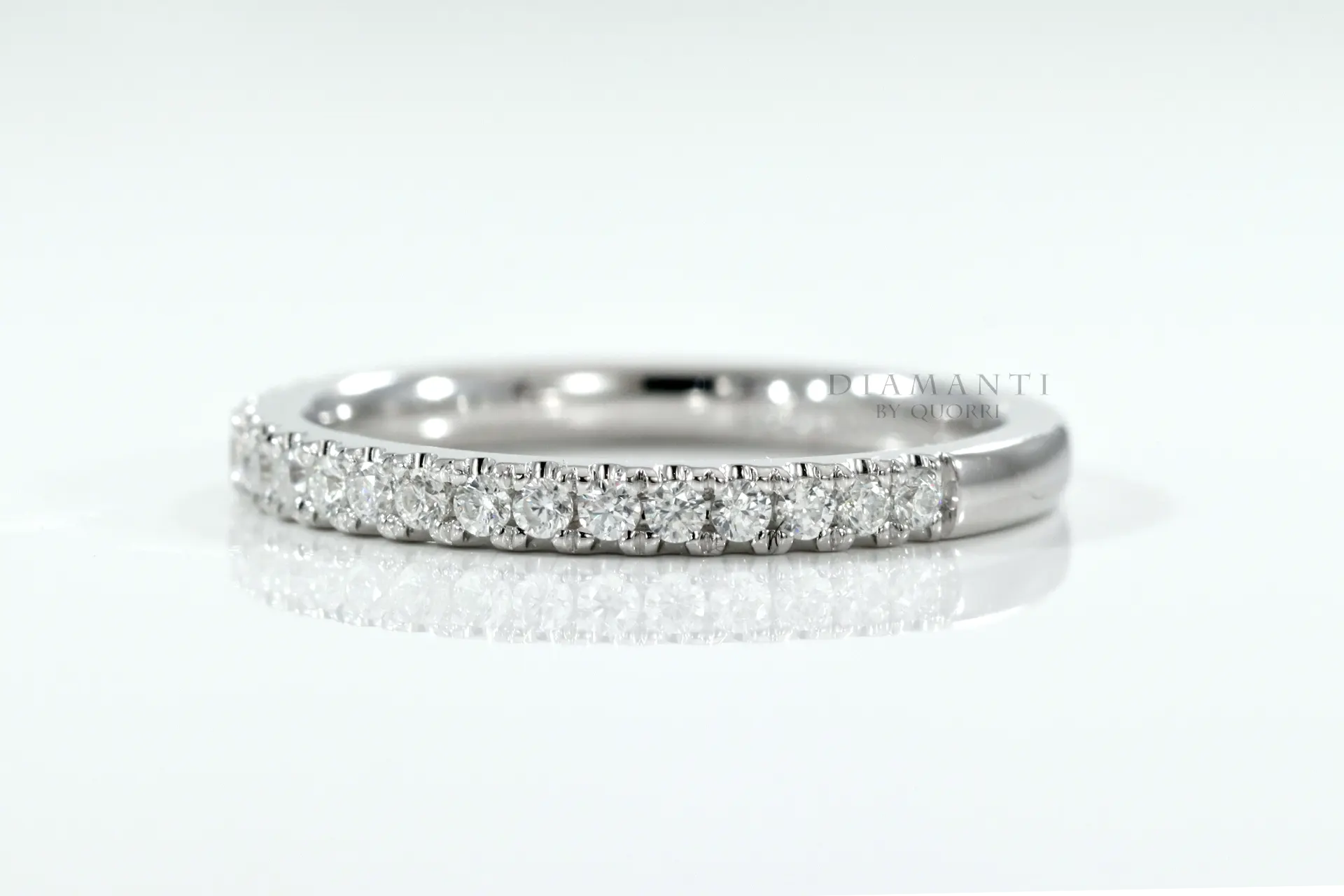 white gold round accented lab grown diamond wedding band Quorri Canada