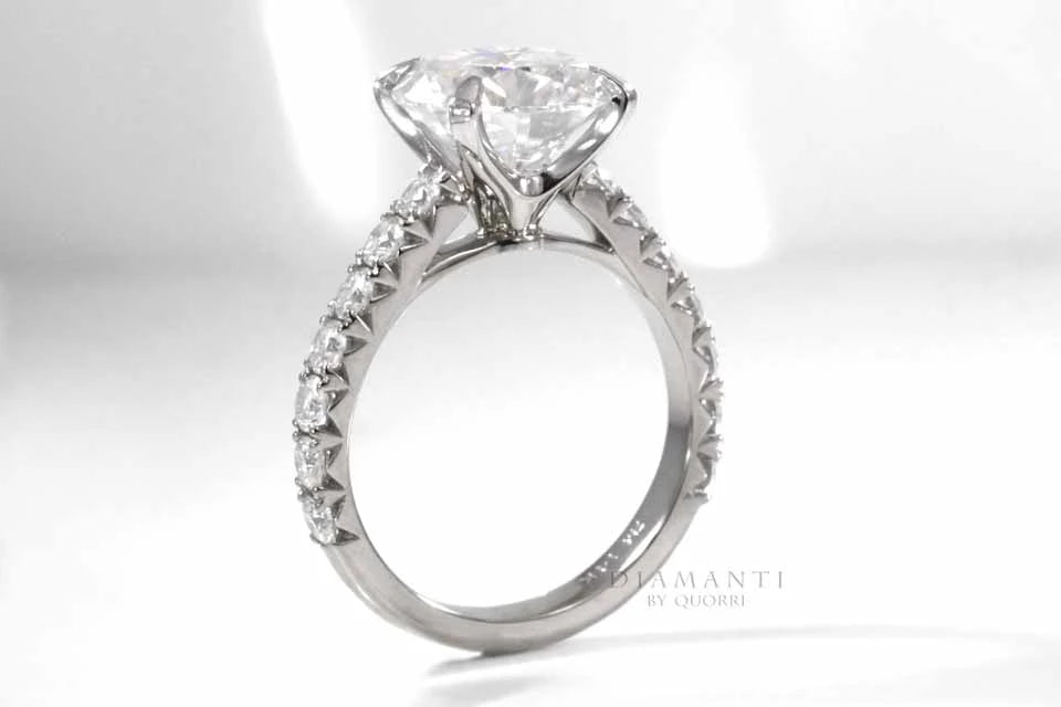 4 Claw Accented 2ct Round Lab Grown Diamond Engagement Ring