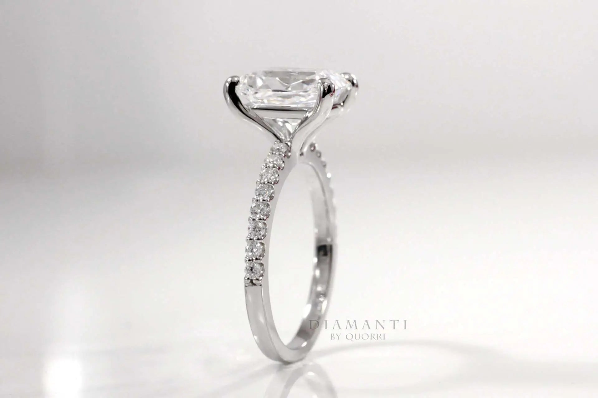 affordable radiant cut lab diamond accented engagement ring
