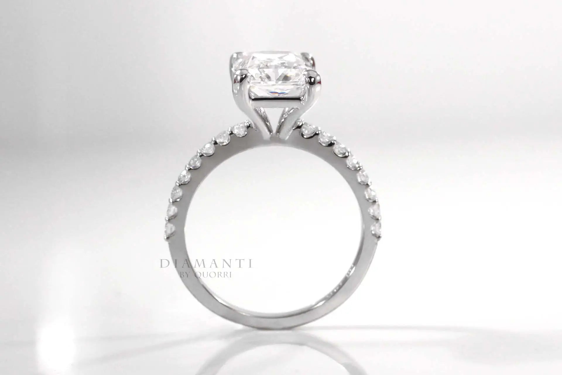 affordable radiant cut lab grown diamond accented engagement ring Canada