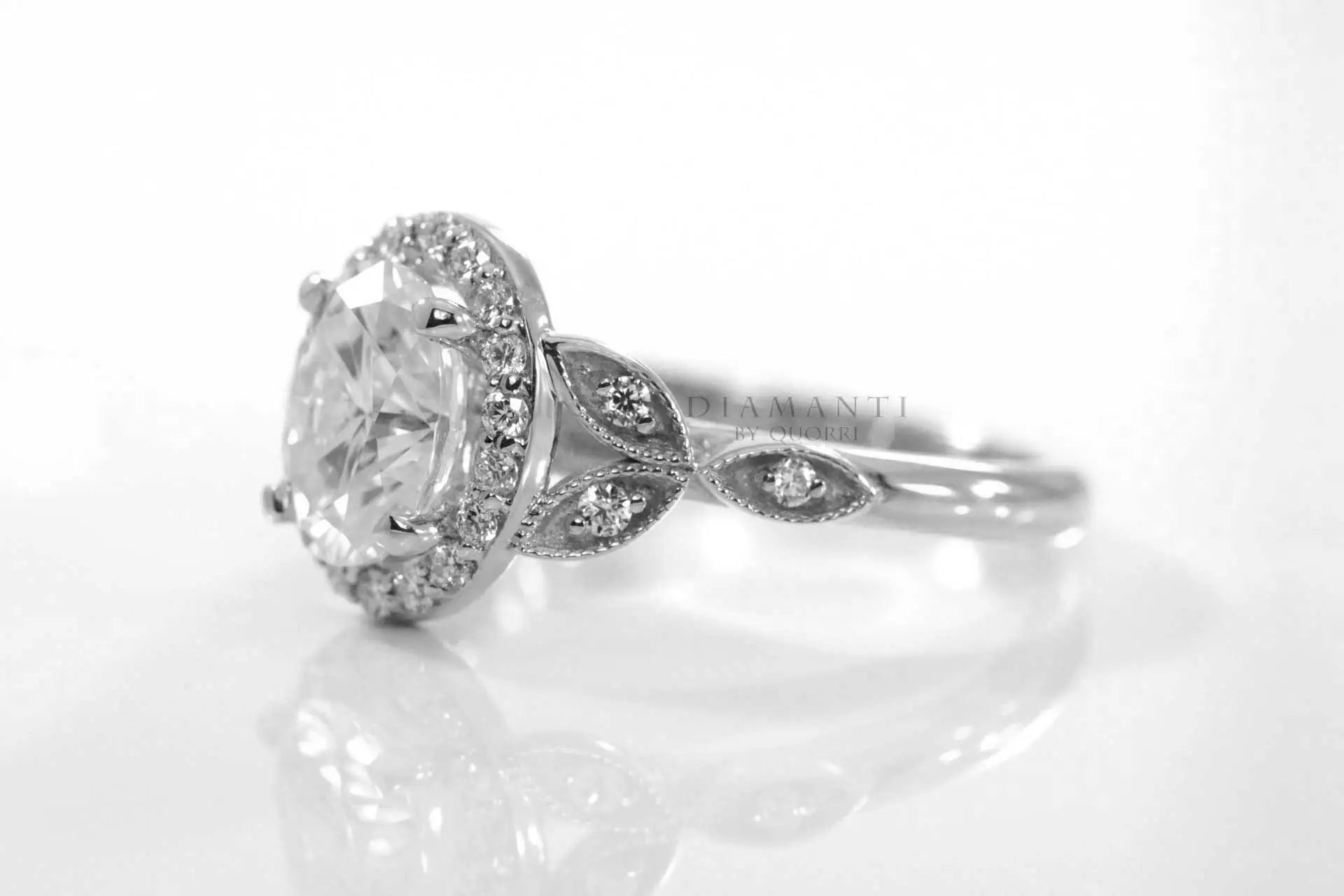 vintage 14k rose gold 2ct oval lab diamond engagement ring Quorri
