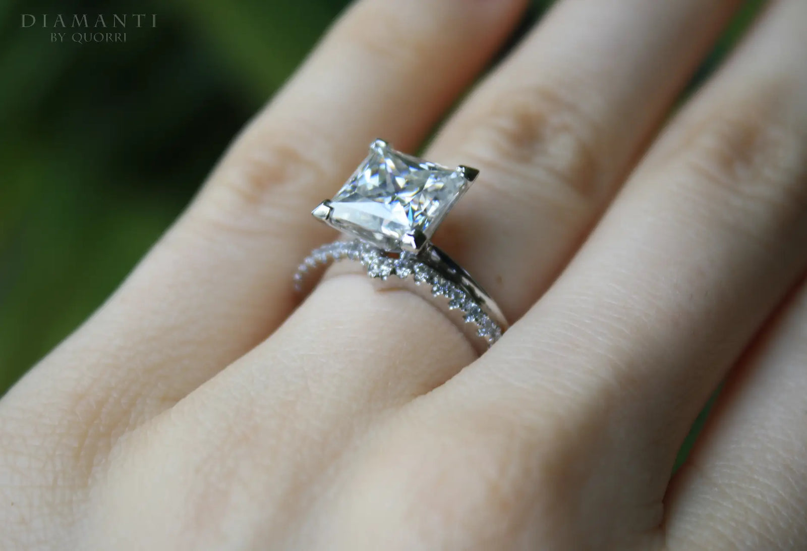 affordable 4 prong gold princess cut diamond solitaire engagement ring and wedding band set